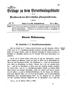 Verordnungsblatt für den Dienstbereich des K.K. Finanzministeriums für die im Reichsrate vertretenen Königreiche und Länder 18540308 Seite: 1