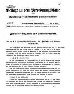 Verordnungsblatt für den Dienstbereich des K.K. Finanzministeriums für die im Reichsrate vertretenen Königreiche und Länder 18540330 Seite: 1