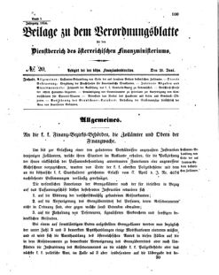 Verordnungsblatt für den Dienstbereich des K.K. Finanzministeriums für die im Reichsrate vertretenen Königreiche und Länder 18540624 Seite: 1