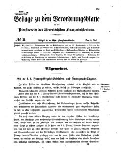 Verordnungsblatt für den Dienstbereich des K.K. Finanzministeriums für die im Reichsrate vertretenen Königreiche und Länder 18540708 Seite: 1