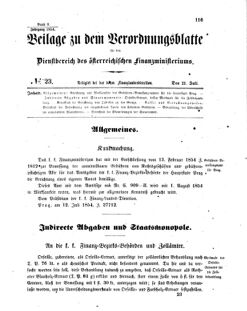 Verordnungsblatt für den Dienstbereich des K.K. Finanzministeriums für die im Reichsrate vertretenen Königreiche und Länder 18540721 Seite: 1