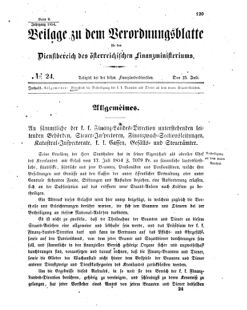 Verordnungsblatt für den Dienstbereich des K.K. Finanzministeriums für die im Reichsrate vertretenen Königreiche und Länder 18540725 Seite: 1