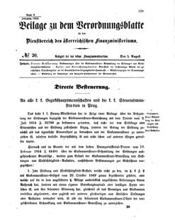 Verordnungsblatt für den Dienstbereich des K.K. Finanzministeriums für die im Reichsrate vertretenen Königreiche und Länder 18540805 Seite: 1