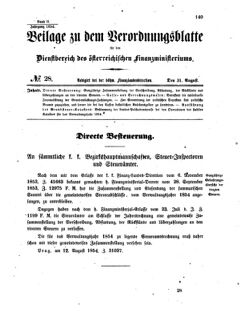 Verordnungsblatt für den Dienstbereich des K.K. Finanzministeriums für die im Reichsrate vertretenen Königreiche und Länder 18540831 Seite: 1