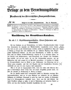 Verordnungsblatt für den Dienstbereich des K.K. Finanzministeriums für die im Reichsrate vertretenen Königreiche und Länder 18540915 Seite: 1