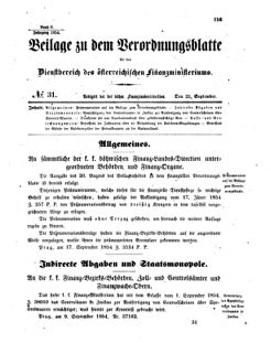 Verordnungsblatt für den Dienstbereich des K.K. Finanzministeriums für die im Reichsrate vertretenen Königreiche und Länder 18540923 Seite: 1