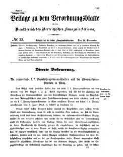 Verordnungsblatt für den Dienstbereich des K.K. Finanzministeriums für die im Reichsrate vertretenen Königreiche und Länder 18540926 Seite: 1