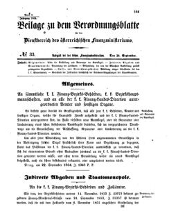 Verordnungsblatt für den Dienstbereich des K.K. Finanzministeriums für die im Reichsrate vertretenen Königreiche und Länder 18540928 Seite: 1