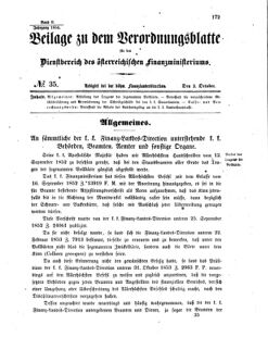 Verordnungsblatt für den Dienstbereich des K.K. Finanzministeriums für die im Reichsrate vertretenen Königreiche und Länder 18541003 Seite: 1