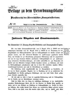 Verordnungsblatt für den Dienstbereich des K.K. Finanzministeriums für die im Reichsrate vertretenen Königreiche und Länder 18541007 Seite: 1