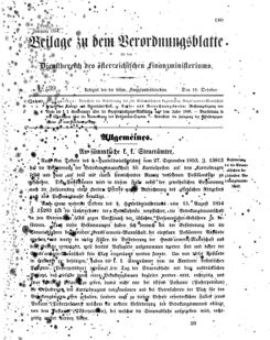 Verordnungsblatt für den Dienstbereich des K.K. Finanzministeriums für die im Reichsrate vertretenen Königreiche und Länder 18541019 Seite: 1