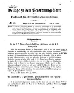 Verordnungsblatt für den Dienstbereich des K.K. Finanzministeriums für die im Reichsrate vertretenen Königreiche und Länder 18541025 Seite: 1