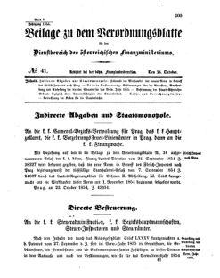 Verordnungsblatt für den Dienstbereich des K.K. Finanzministeriums für die im Reichsrate vertretenen Königreiche und Länder 18541028 Seite: 1