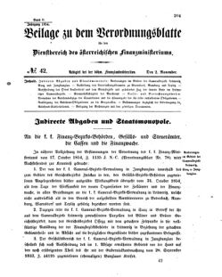 Verordnungsblatt für den Dienstbereich des K.K. Finanzministeriums für die im Reichsrate vertretenen Königreiche und Länder 18541102 Seite: 1