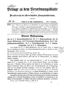 Verordnungsblatt für den Dienstbereich des K.K. Finanzministeriums für die im Reichsrate vertretenen Königreiche und Länder 18541107 Seite: 1