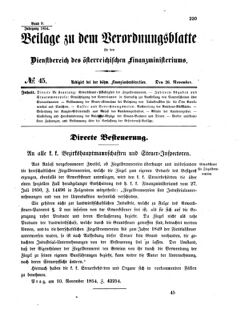 Verordnungsblatt für den Dienstbereich des K.K. Finanzministeriums für die im Reichsrate vertretenen Königreiche und Länder 18541126 Seite: 1