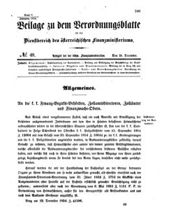 Verordnungsblatt für den Dienstbereich des K.K. Finanzministeriums für die im Reichsrate vertretenen Königreiche und Länder 18541228 Seite: 1