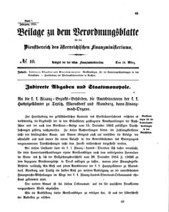 Verordnungsblatt für den Dienstbereich des K.K. Finanzministeriums für die im Reichsrate vertretenen Königreiche und Länder 18550314 Seite: 1