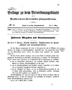 Verordnungsblatt für den Dienstbereich des K.K. Finanzministeriums für die im Reichsrate vertretenen Königreiche und Länder 18550317 Seite: 1