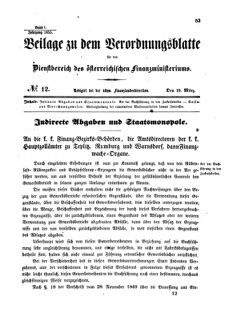 Verordnungsblatt für den Dienstbereich des K.K. Finanzministeriums für die im Reichsrate vertretenen Königreiche und Länder 18550319 Seite: 1