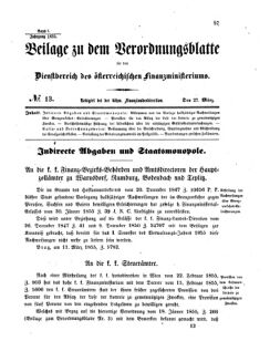 Verordnungsblatt für den Dienstbereich des K.K. Finanzministeriums für die im Reichsrate vertretenen Königreiche und Länder 18550327 Seite: 1