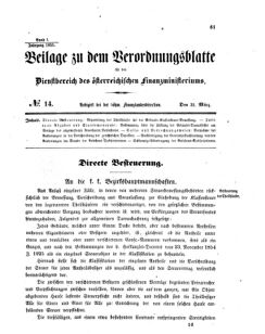 Verordnungsblatt für den Dienstbereich des K.K. Finanzministeriums für die im Reichsrate vertretenen Königreiche und Länder 18550331 Seite: 1