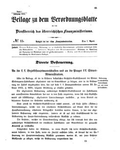 Verordnungsblatt für den Dienstbereich des K.K. Finanzministeriums für die im Reichsrate vertretenen Königreiche und Länder 18550407 Seite: 1