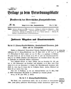 Verordnungsblatt für den Dienstbereich des K.K. Finanzministeriums für die im Reichsrate vertretenen Königreiche und Länder 18550711 Seite: 1