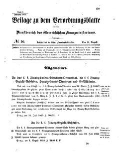 Verordnungsblatt für den Dienstbereich des K.K. Finanzministeriums für die im Reichsrate vertretenen Königreiche und Länder 18550811 Seite: 1