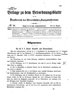 Verordnungsblatt für den Dienstbereich des K.K. Finanzministeriums für die im Reichsrate vertretenen Königreiche und Länder 18550824 Seite: 1