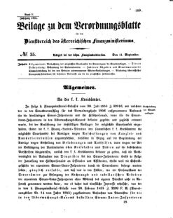 Verordnungsblatt für den Dienstbereich des K.K. Finanzministeriums für die im Reichsrate vertretenen Königreiche und Länder 18550911 Seite: 1