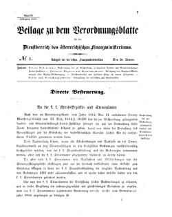 Verordnungsblatt für den Dienstbereich des K.K. Finanzministeriums für die im Reichsrate vertretenen Königreiche und Länder 18560126 Seite: 1