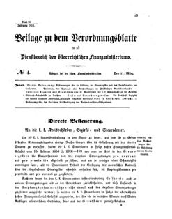 Verordnungsblatt für den Dienstbereich des K.K. Finanzministeriums für die im Reichsrate vertretenen Königreiche und Länder 18560311 Seite: 1