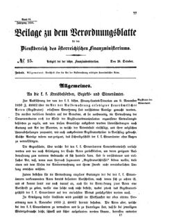 Verordnungsblatt für den Dienstbereich des K.K. Finanzministeriums für die im Reichsrate vertretenen Königreiche und Länder 18561028 Seite: 1