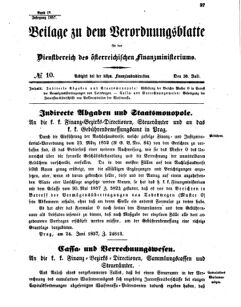 Verordnungsblatt für den Dienstbereich des K.K. Finanzministeriums für die im Reichsrate vertretenen Königreiche und Länder 18570730 Seite: 1