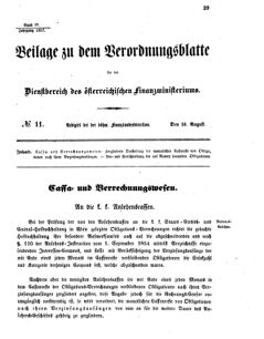 Verordnungsblatt für den Dienstbereich des K.K. Finanzministeriums für die im Reichsrate vertretenen Königreiche und Länder 18570810 Seite: 1