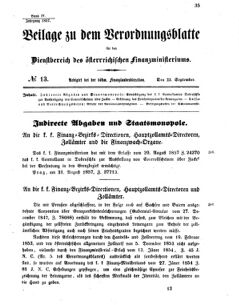 Verordnungsblatt für den Dienstbereich des K.K. Finanzministeriums für die im Reichsrate vertretenen Königreiche und Länder 18570923 Seite: 1