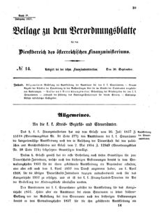 Verordnungsblatt für den Dienstbereich des K.K. Finanzministeriums für die im Reichsrate vertretenen Königreiche und Länder 18570930 Seite: 1