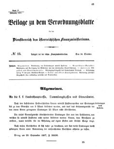 Verordnungsblatt für den Dienstbereich des K.K. Finanzministeriums für die im Reichsrate vertretenen Königreiche und Länder 18571016 Seite: 1