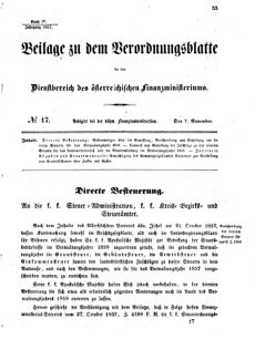 Verordnungsblatt für den Dienstbereich des K.K. Finanzministeriums für die im Reichsrate vertretenen Königreiche und Länder 18571107 Seite: 1