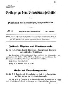 Verordnungsblatt für den Dienstbereich des K.K. Finanzministeriums für die im Reichsrate vertretenen Königreiche und Länder 18571109 Seite: 1