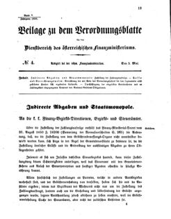 Verordnungsblatt für den Dienstbereich des K.K. Finanzministeriums für die im Reichsrate vertretenen Königreiche und Länder 18580505 Seite: 1