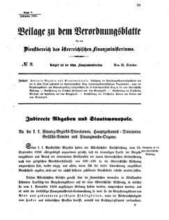 Verordnungsblatt für den Dienstbereich des K.K. Finanzministeriums für die im Reichsrate vertretenen Königreiche und Länder 18581025 Seite: 1