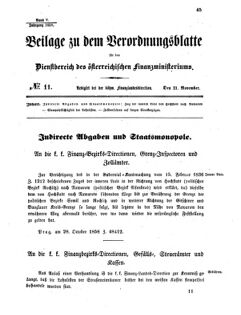 Verordnungsblatt für den Dienstbereich des K.K. Finanzministeriums für die im Reichsrate vertretenen Königreiche und Länder 18581121 Seite: 1