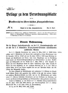 Verordnungsblatt für den Dienstbereich des K.K. Finanzministeriums für die im Reichsrate vertretenen Königreiche und Länder 18590418 Seite: 1