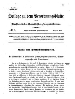 Verordnungsblatt für den Dienstbereich des K.K. Finanzministeriums für die im Reichsrate vertretenen Königreiche und Länder 18590426 Seite: 1