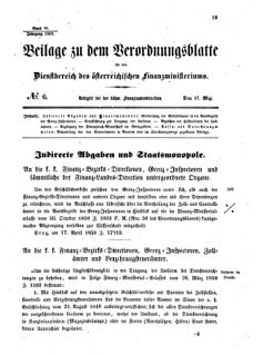 Verordnungsblatt für den Dienstbereich des K.K. Finanzministeriums für die im Reichsrate vertretenen Königreiche und Länder 18590517 Seite: 1