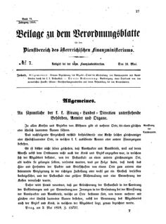 Verordnungsblatt für den Dienstbereich des K.K. Finanzministeriums für die im Reichsrate vertretenen Königreiche und Länder 18590524 Seite: 1