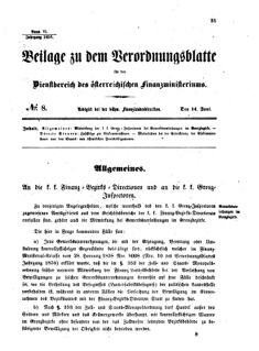 Verordnungsblatt für den Dienstbereich des K.K. Finanzministeriums für die im Reichsrate vertretenen Königreiche und Länder 18590614 Seite: 1