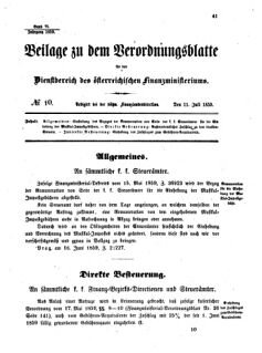 Verordnungsblatt für den Dienstbereich des K.K. Finanzministeriums für die im Reichsrate vertretenen Königreiche und Länder 18590711 Seite: 1